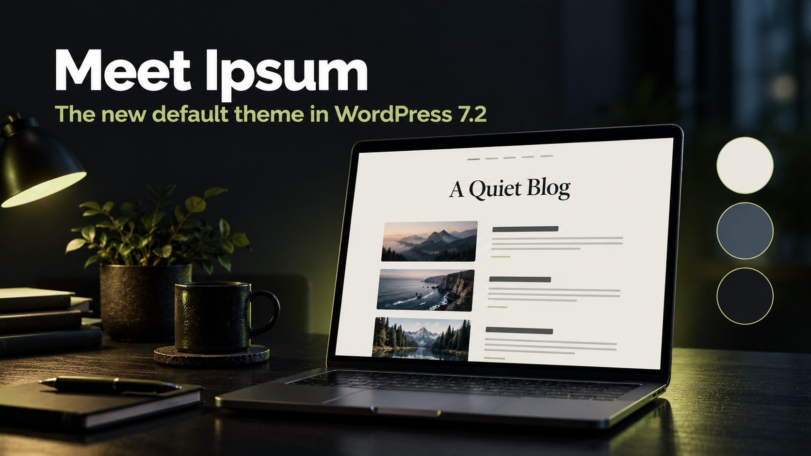 Minimal blog theme preview illustrating the Ipsum default theme
