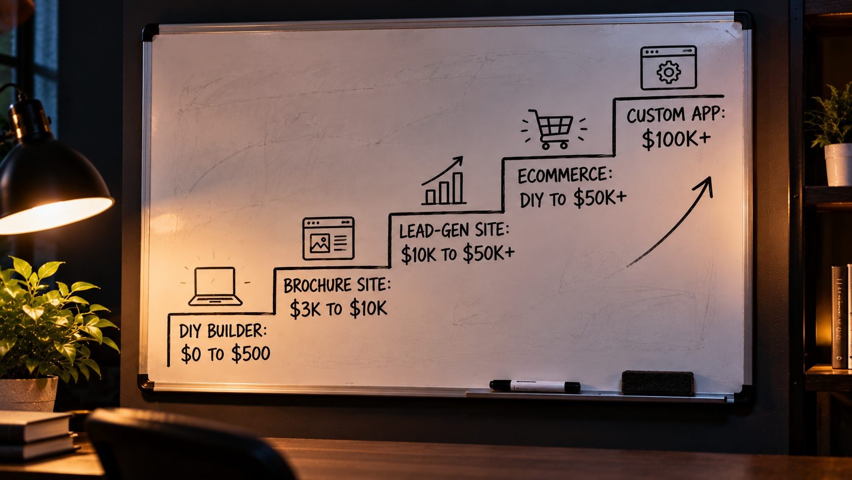 Website cost by project type, from a free DIY builder site to a custom web application Website cost by project type, from a free DIY builder site to a custom web application