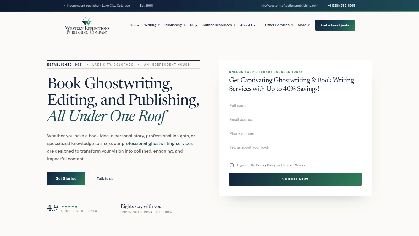 Western Reflections Publishing homepage: book ghostwriting, editing and publishing under one roof